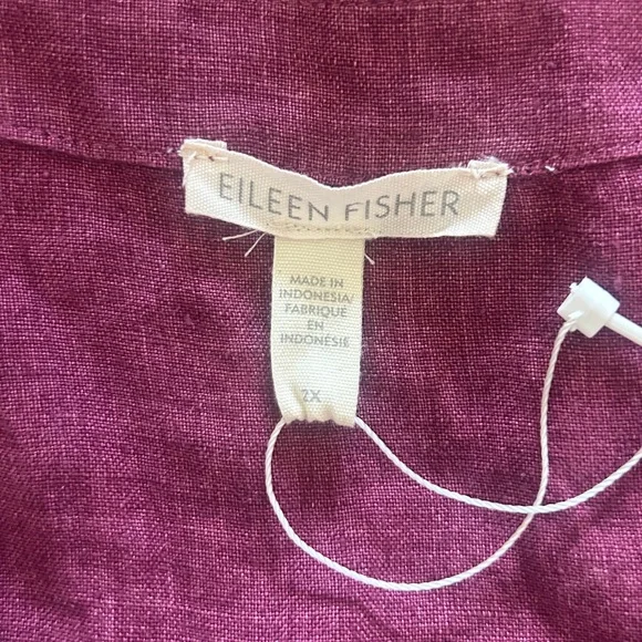 Eileen Fisher Organic Linen Wrap Dress Raspberry vine V-Neck Midi Size 2X - Picture 5 of 9